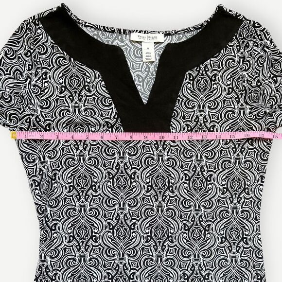 White House Black Market Notch Neck Abstract Print Tunic Mini Dress. Medium. - Picture 4 of 8